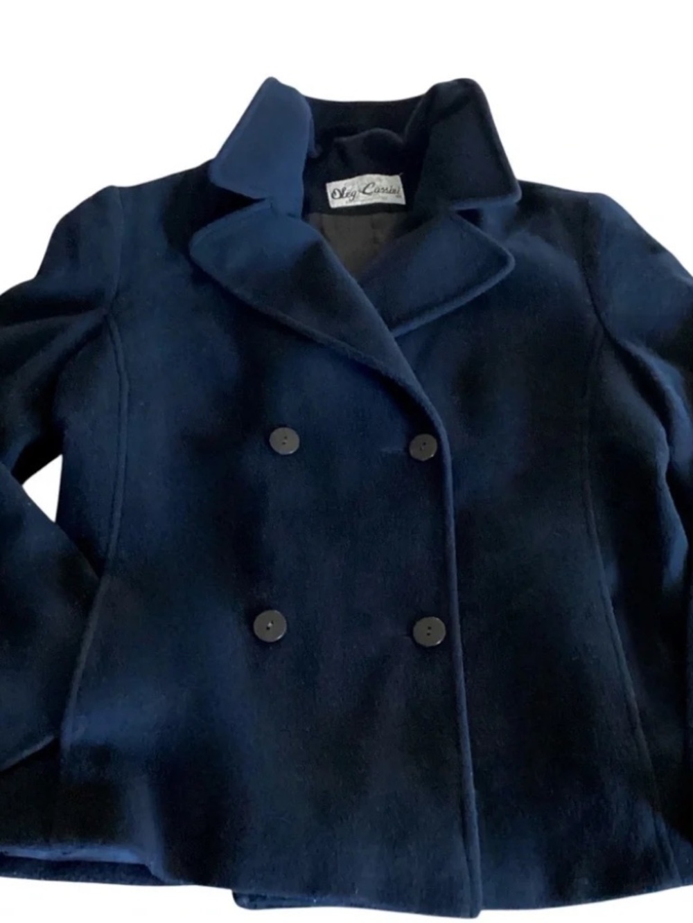 Oleg Cassini Size 10 Women's Double Breasted Coat Black Wool Jacket lot6524
